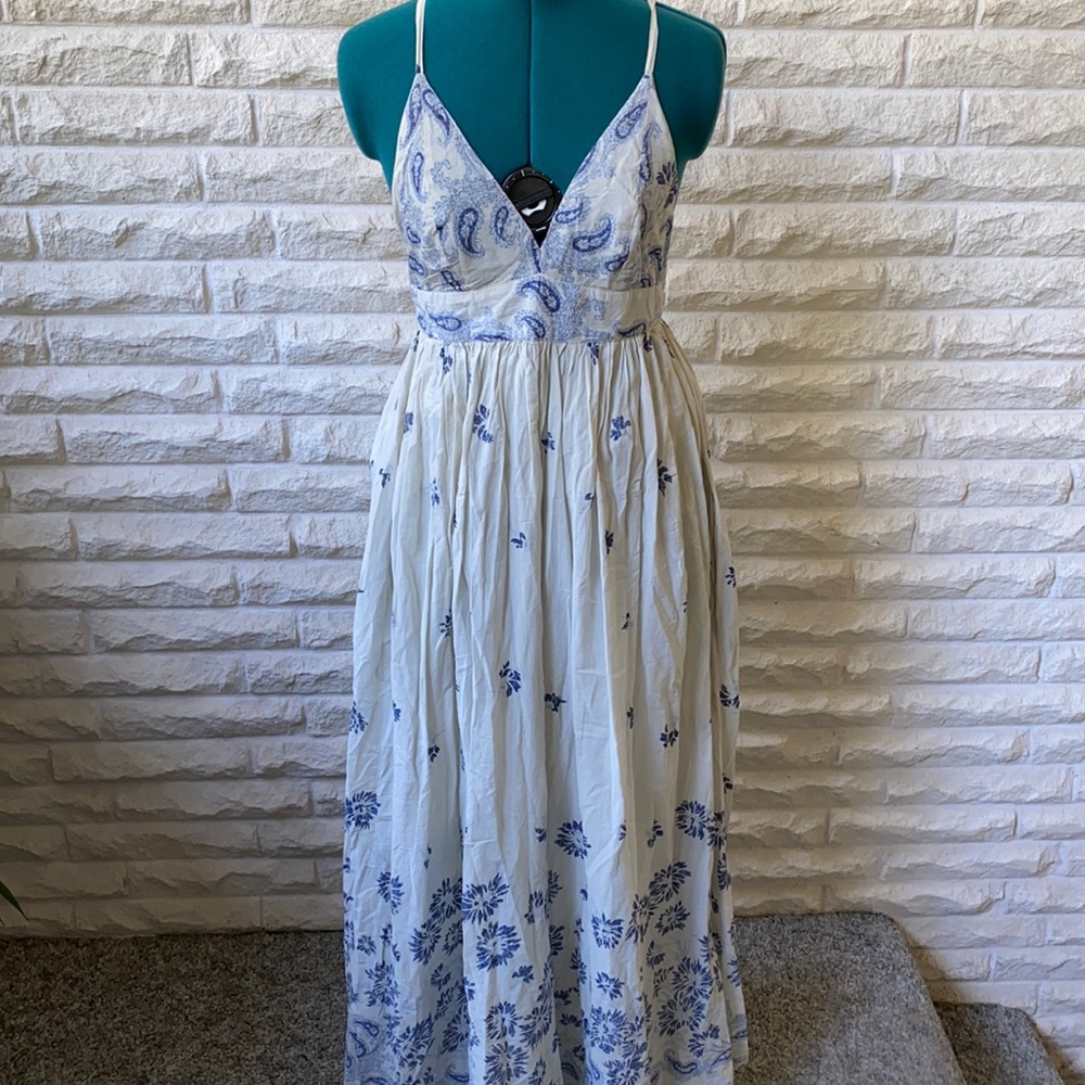GAP Maxi Dress with Blue Paisley & Floral Print Small
